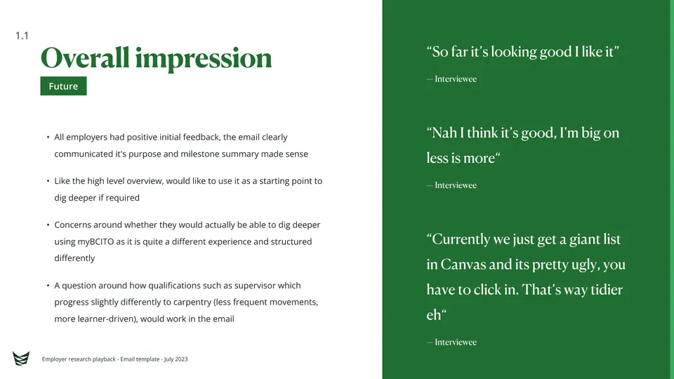 Employer email feedback research, board 4