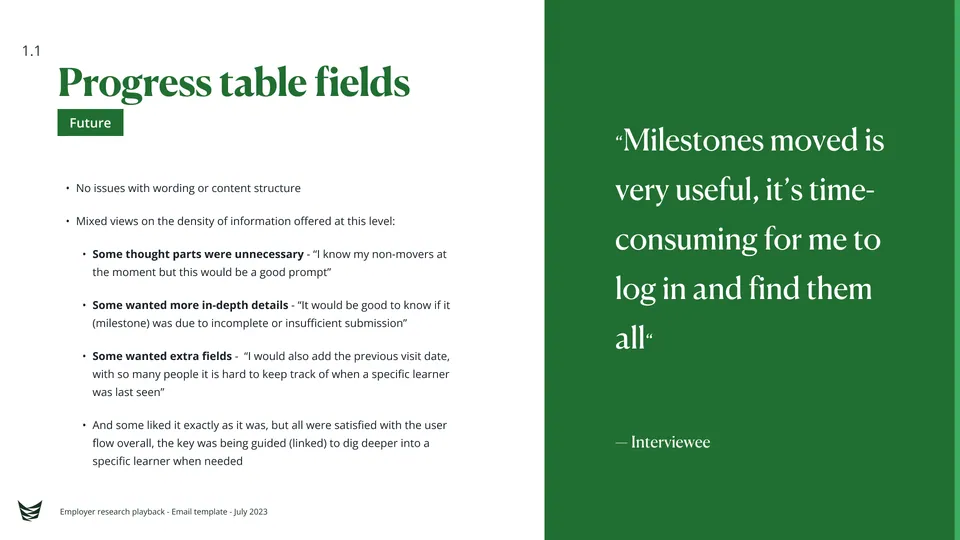 Employer email feedback research, board 6