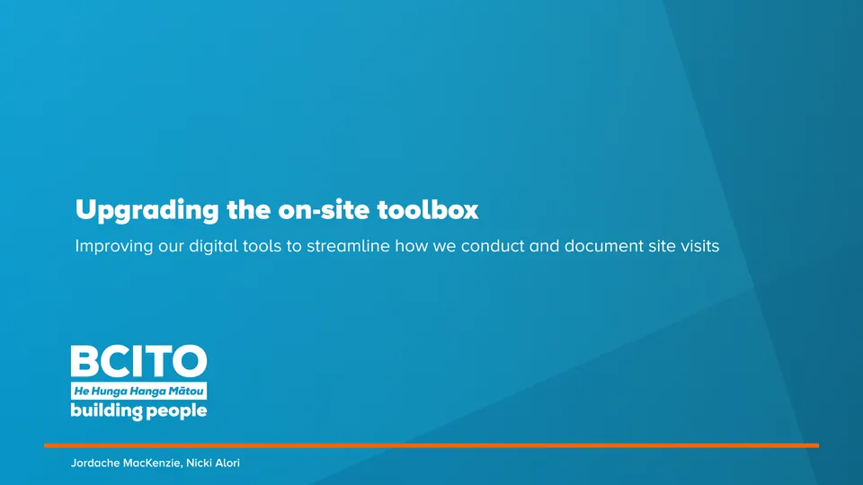 Upgrading the on-site toolbox, presentation slide 1